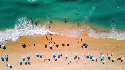 top down drone view of beach during summer using generative AI