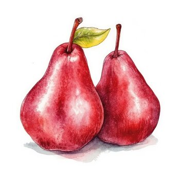 recommend clip art: Pears in watercolor style with ink outline on white background (generative AI)