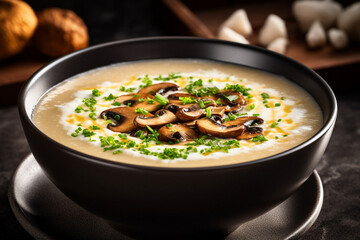 Delicious hearty mushroom soup