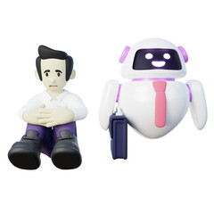 3d Illustration of AI Robot Takes Human Job