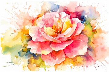 delicate watercolor painting of a vibrant pink rose Generative AI