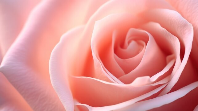 Pink rose flower close up for background and soft focus. Generative AI.