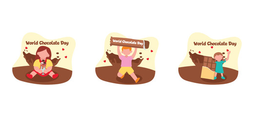 Flat Bundle World Chocolate Day Design Illustration