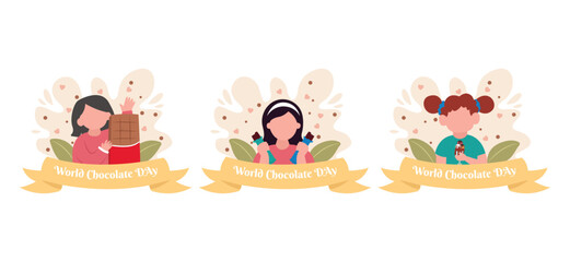 Naklejka premium World Chocolate Day Flat Bundle Design Illustration