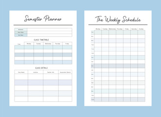 Semester Planner and Weekly Schdule. 