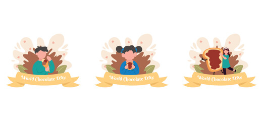Flat Bundle World Chocolate Day Design Illustration