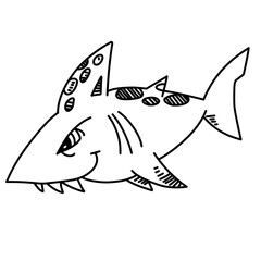 Doodle Ocean Fish And Shark Icon