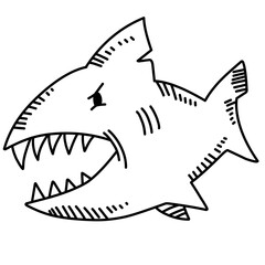 Doodle Ocean Fish And Shark Icon
