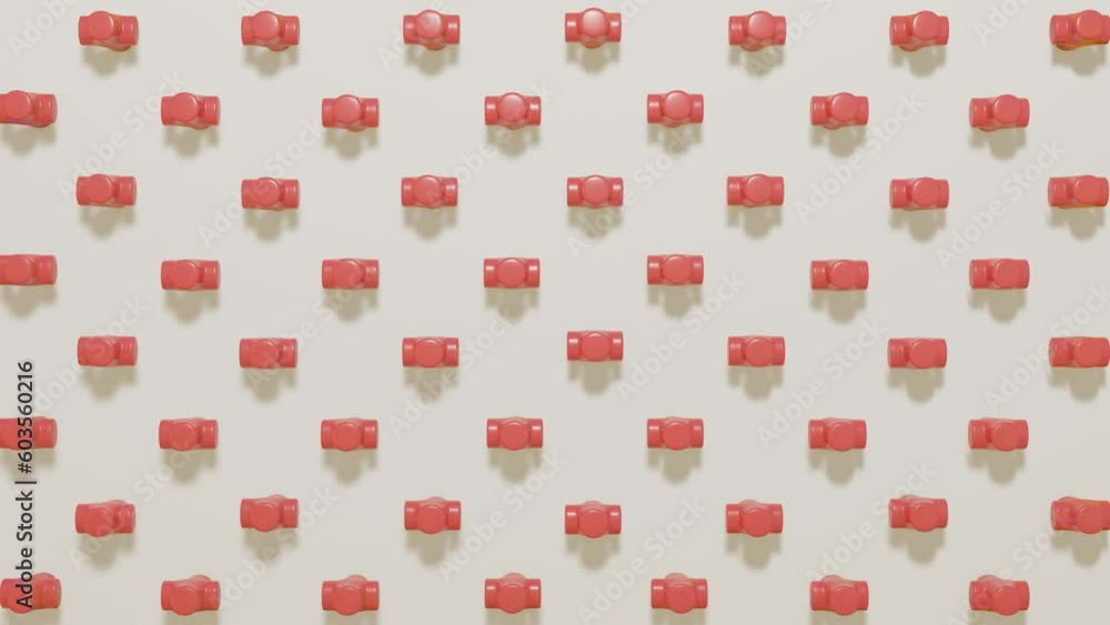 Aufkleber moving abstract pattern of pink shapes. looped animated background. 3d render