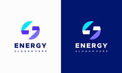 Flash Logo circle abstract design vector template. Lighting bolt icon. Thunder electricity Power Fast Speed Logotype concept.