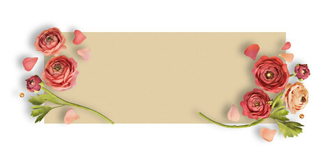 Flower on paper with transparent background