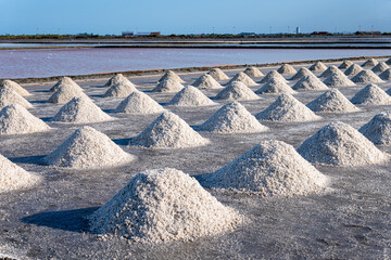 Pile of sea salt at Phetchaburi Thailand