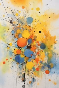 Digital illustration of flowers and colorful shapes done in an abstract expressionism style, concept art, abstraction, floral themed, design asset, generative ai
