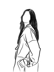 Skecth drawing girl 