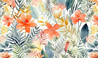 Watercolor-style pastel botanical patterns