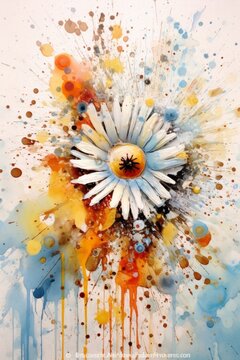 Digital illustration of flowers and colorful shapes done in an abstract expressionism style, concept art, abstraction, floral themed, design asset, generative ai
