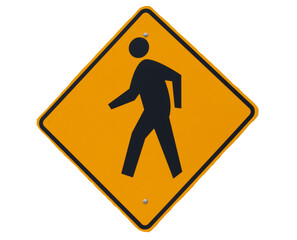 An isolated pedestrian street sign with a human figure walking - obrazy, fototapety, plakaty
