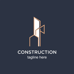 Construction logo design simple concept Premium Vector