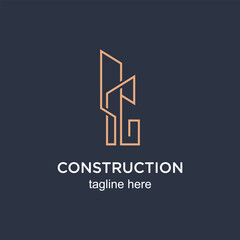 Construction logo design simple concept Premium Vector