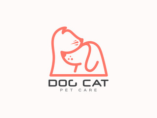 Dog cat monoline icon logo template vector illustration