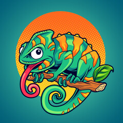 Chameleon cute cartoon