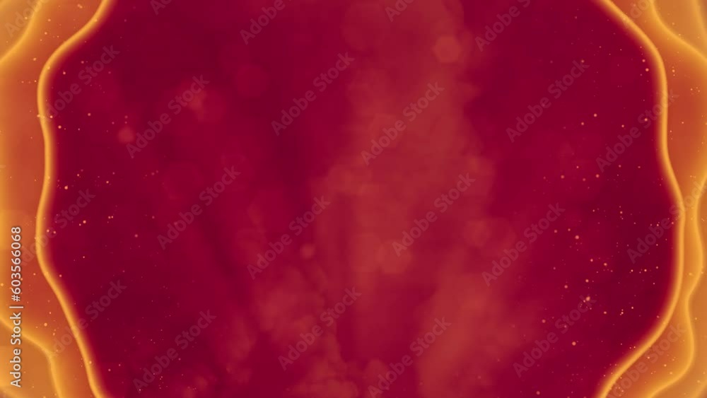Poster bright red and orange shimmering curved forms bokeh backdrop - loop video