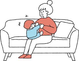 赤ちゃんと遊ぶお母さん