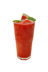 Watermelon juice with mint leaves isolated background for summer fruit juice menu and etc.