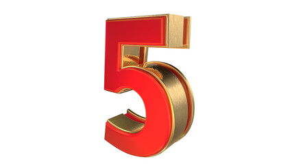 Red 3d number 5