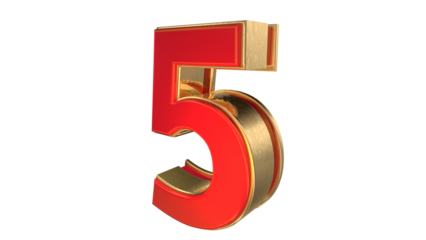 Red 3d number 5