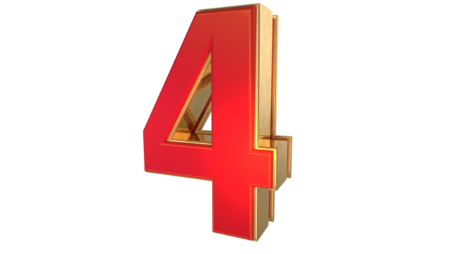 Red 3d number 4