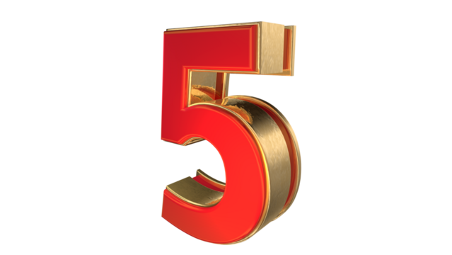 Red 3d number 5