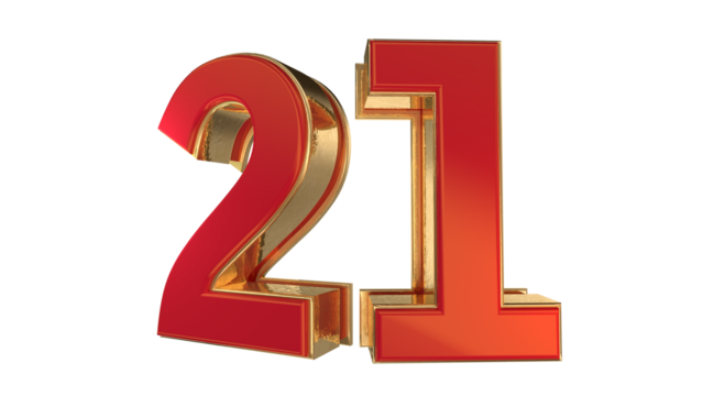 Red 3d number 21 - Powered by Adobe