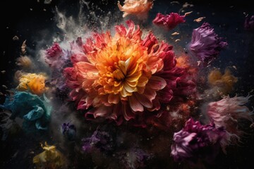 Naklejka na ściany i meble surreal flower explosion Generative AI