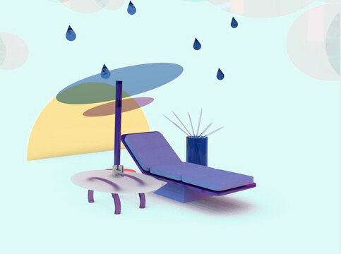 3D Rendered Beach Chair Illustration