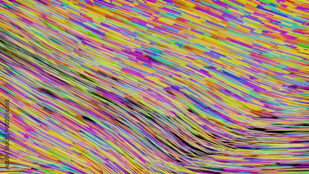 Poster abstract colorful background moving rainbow shapes. looped animation. 3d render