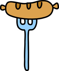 Sausage, grilled hand draw