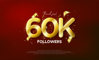 Golden metallic number thank you followers 60k.