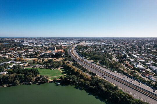 Aerial View Of The Mitchell Freeway And Northern Suburbs In Perth, Western Australia