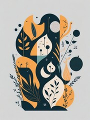 Modern Minimal Abstract Boho Art Design ai generated