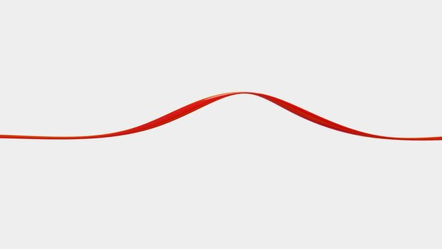 red glossy ribbon meanders on a white background. 3d render looped animation