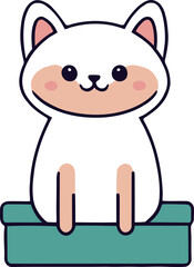 Fototapeta premium Funny cat and adorable kitten character vector design with flat color in white background suitable for sticker, cartoon and print design.