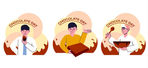 Flat Bundle World Chocolate Day Design Illustration