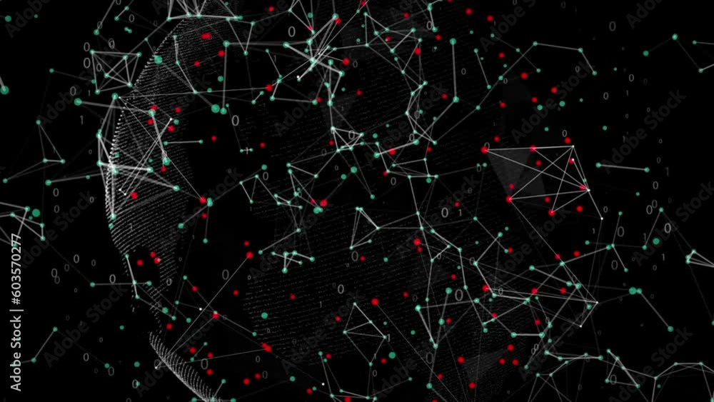 Poster digital transformation, global network and link with cyber, geometric lines and technology abstract 