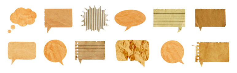 Set of vintage bubble text. Old retro paper copy space