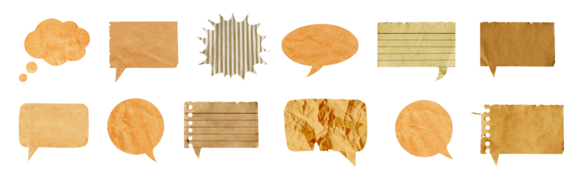 Set of vintage bubble text. Old retro paper copy space