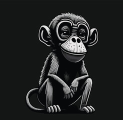 monkey vector art design black and white