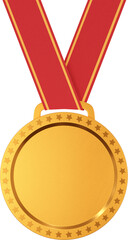 3D Render Gold Medal With Ribbon