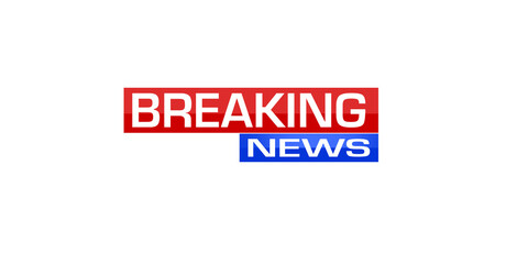 Fototapeta premium Breaking news minimalistic logo on white background. Entertaining show with news. Illustration 