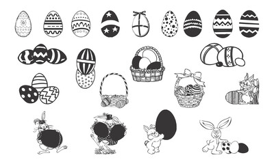 set of silhouettes of eggs